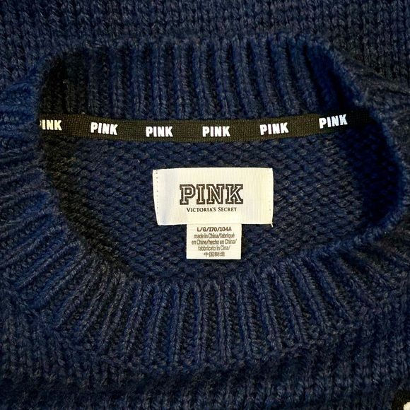 Victoria's Secret PINK Boyfriend Crewneck Sweater Oversized Fit Navy Blue, L - Picture 6 of 7